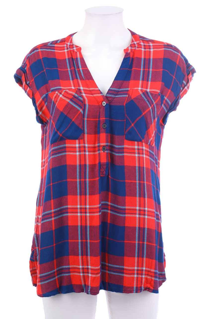 GAP - Karo-Kurzarm-Bluse aus Viskose - XS