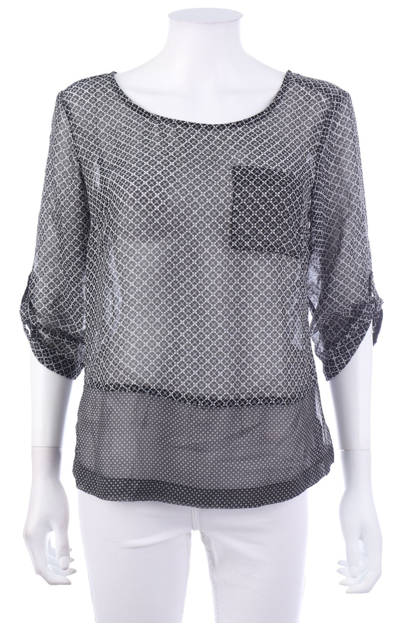 s.Oliver - Chiffon-Bluse mit Krempel-Ärmeln - S