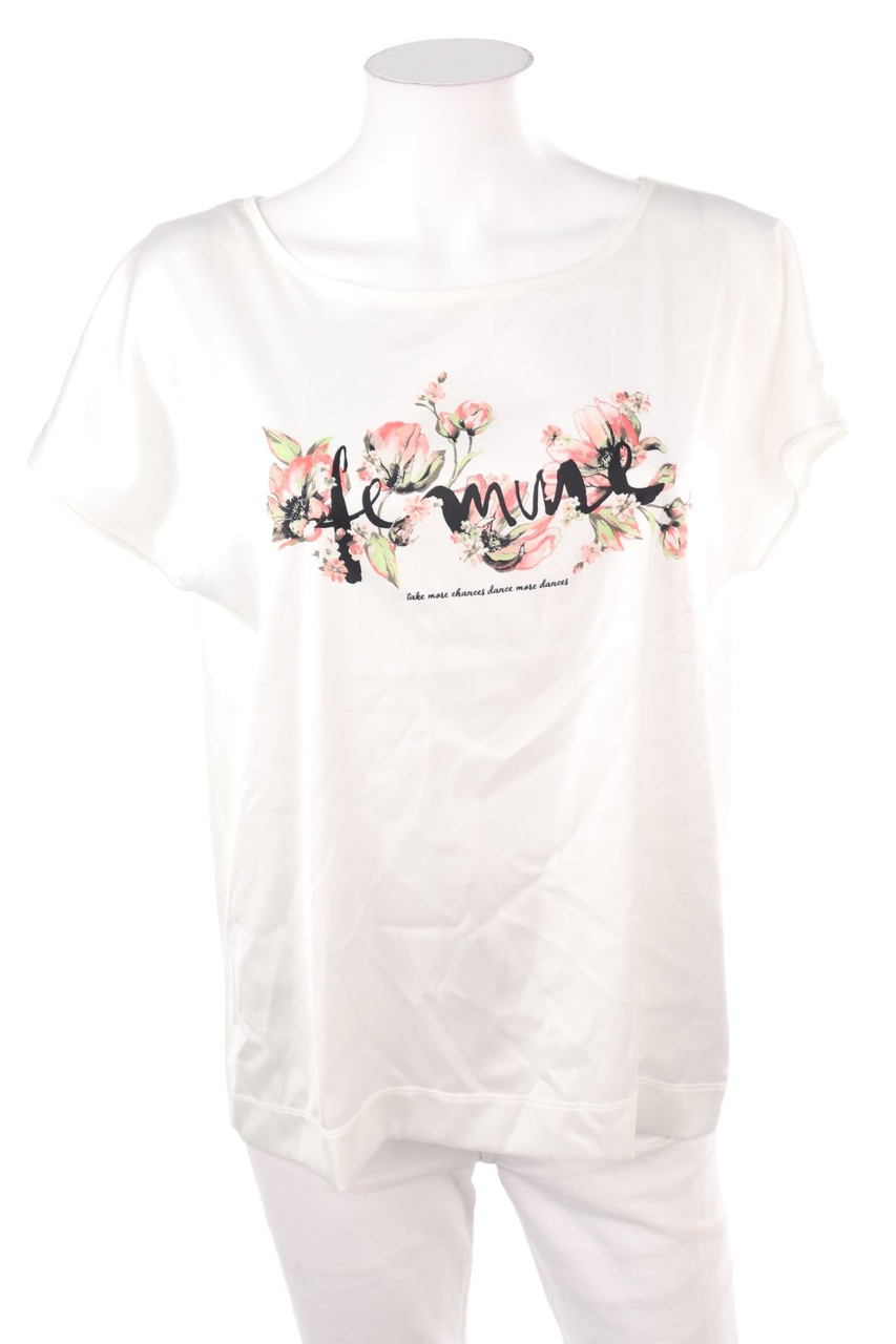 zero - Satin-Kurzarm-Shirt mit Print - L