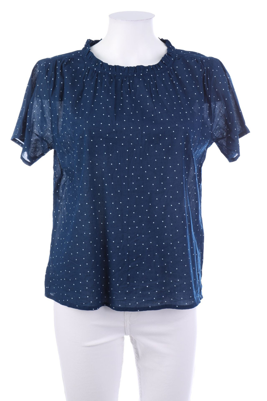 Ohne Label - Kurzarm-Bluse mit Pünktchen - M