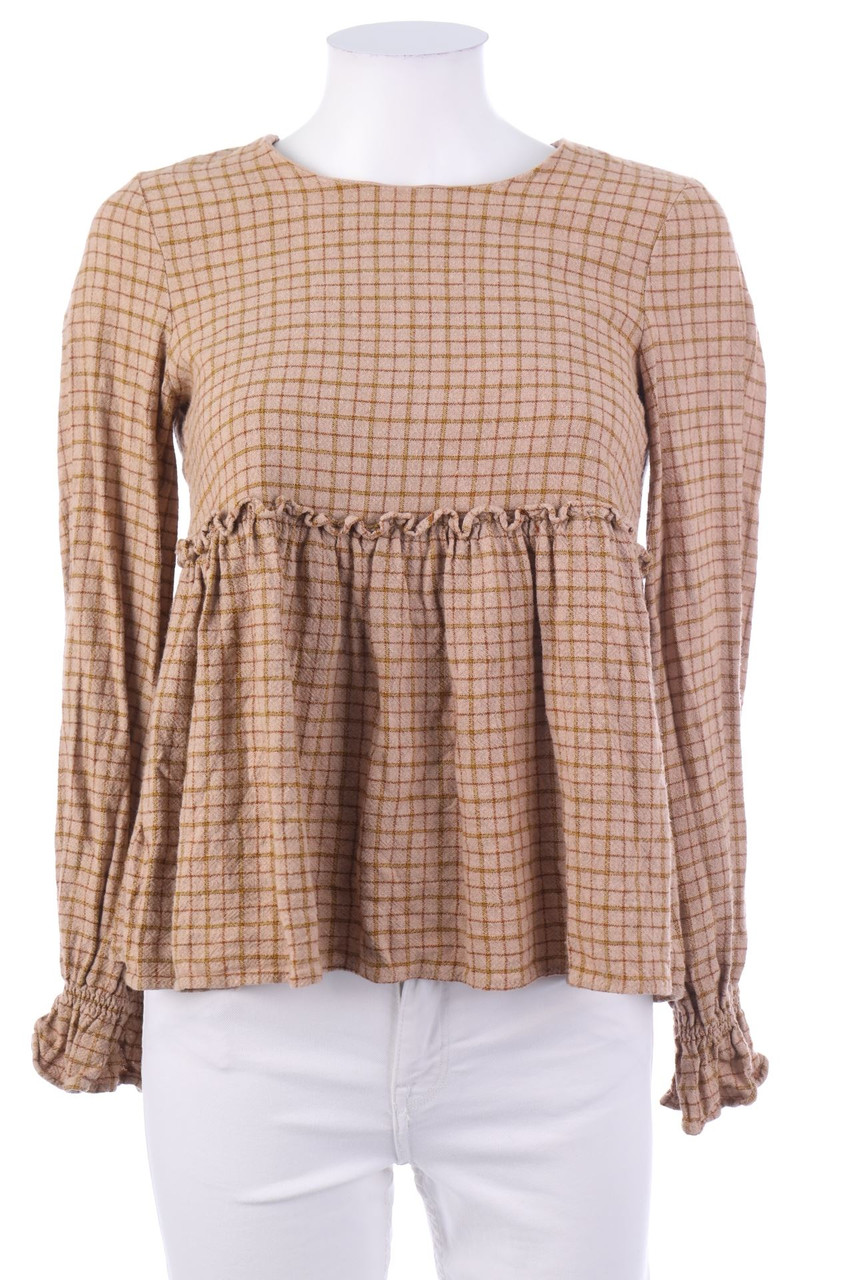 ZARA - Karo-Bluse mit langem Ärmel - XS