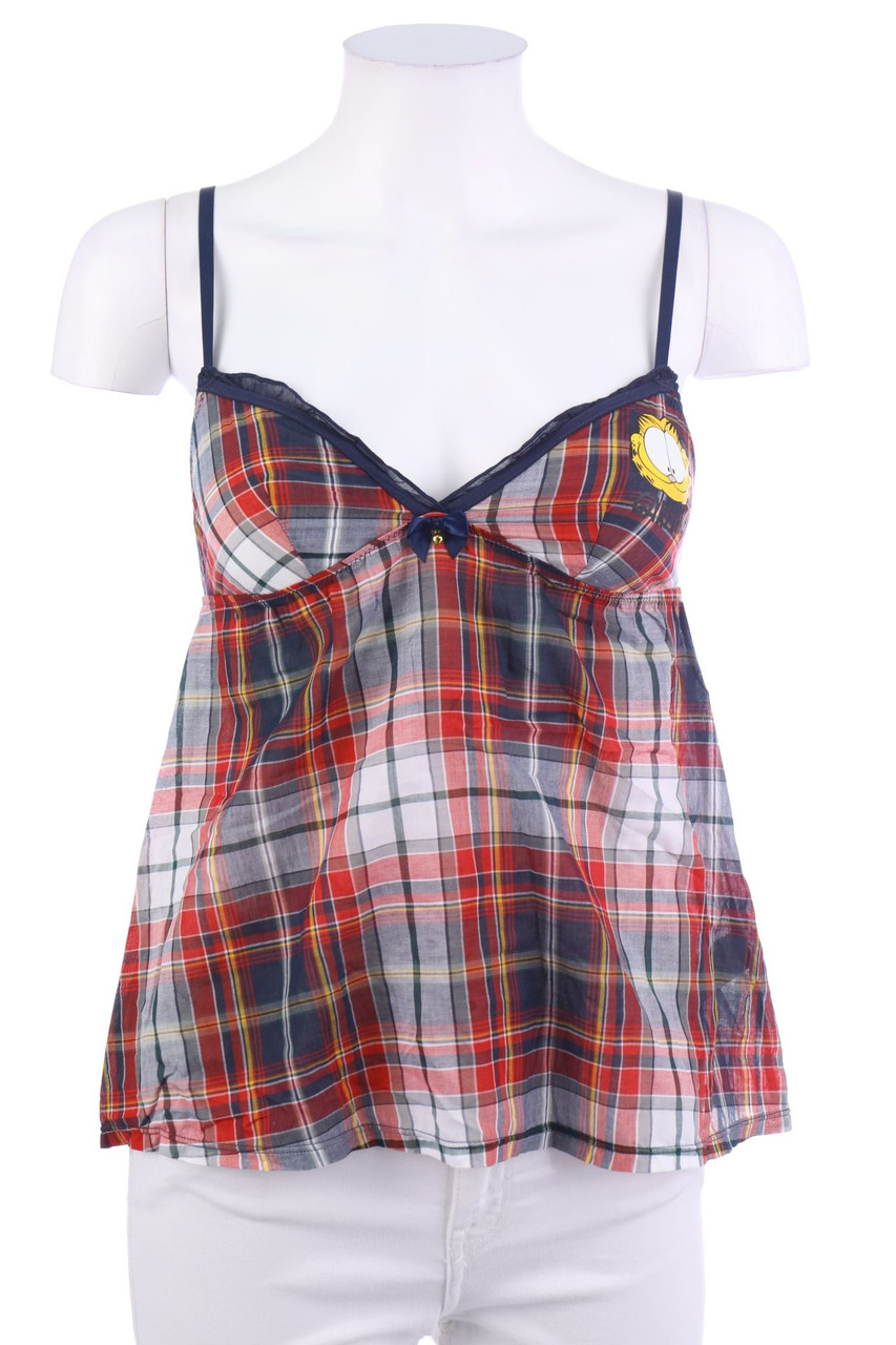 OYSHO - Karo-Blusentop mit Print - S