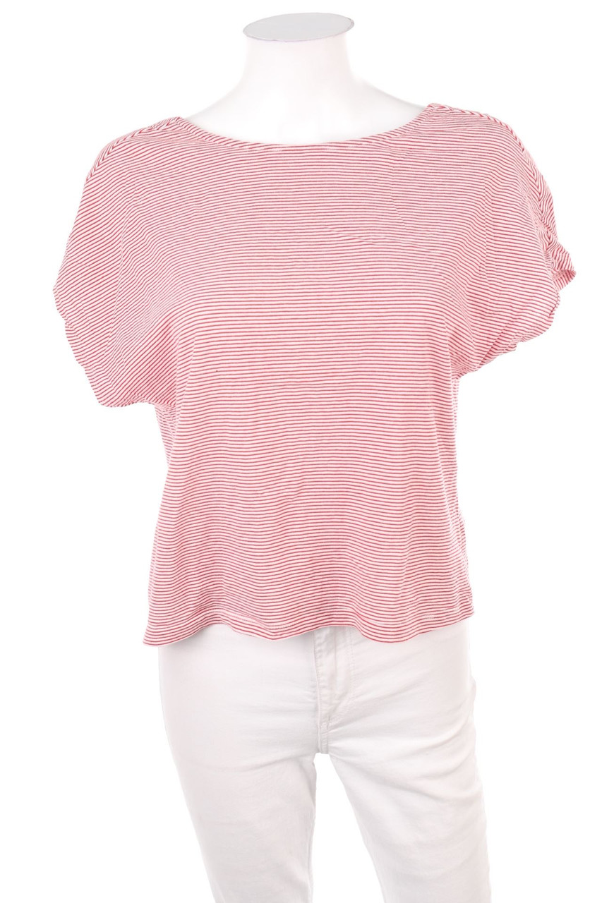 MANGO - Baumwoll-Kurzarm-Shirt mit Streifen - M