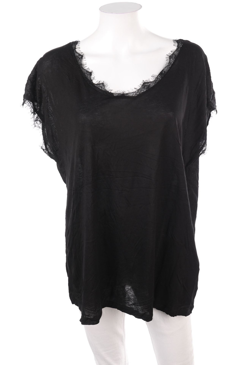 Ohne Label - Kurzarm-Shirt mit Spitze - XXXXL
