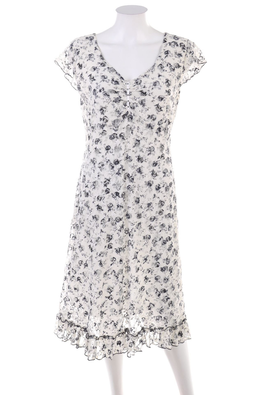 SECONDHAND - Mesh-Kleid mit Blumen-Print - L