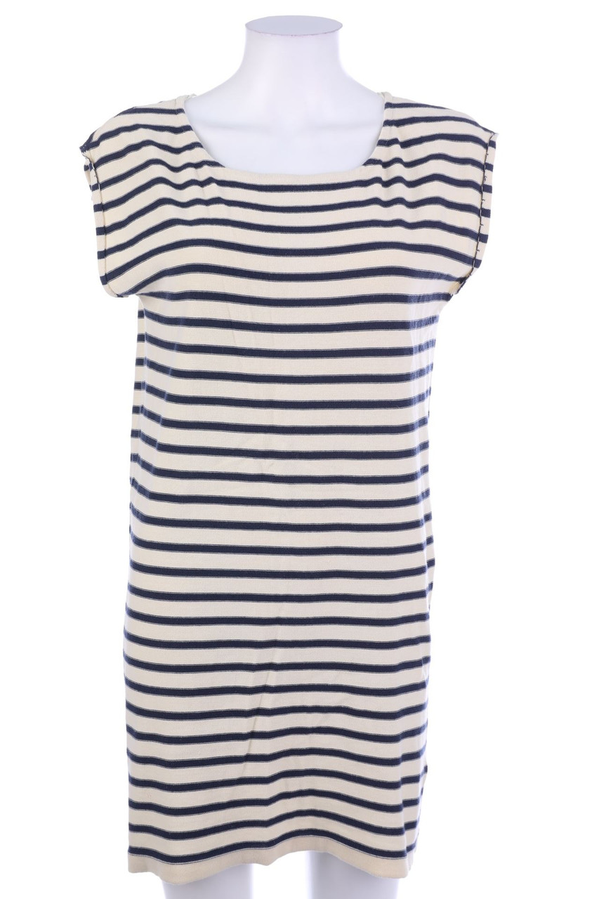 ICHI - Baumwoll-Shift-Kleid mit Streifen - M