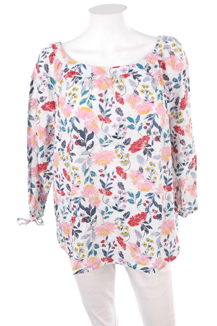 s.Oliver - Baumwoll-Bluse mit 3/4-Ärmel mit Blumen-Print - 2XL