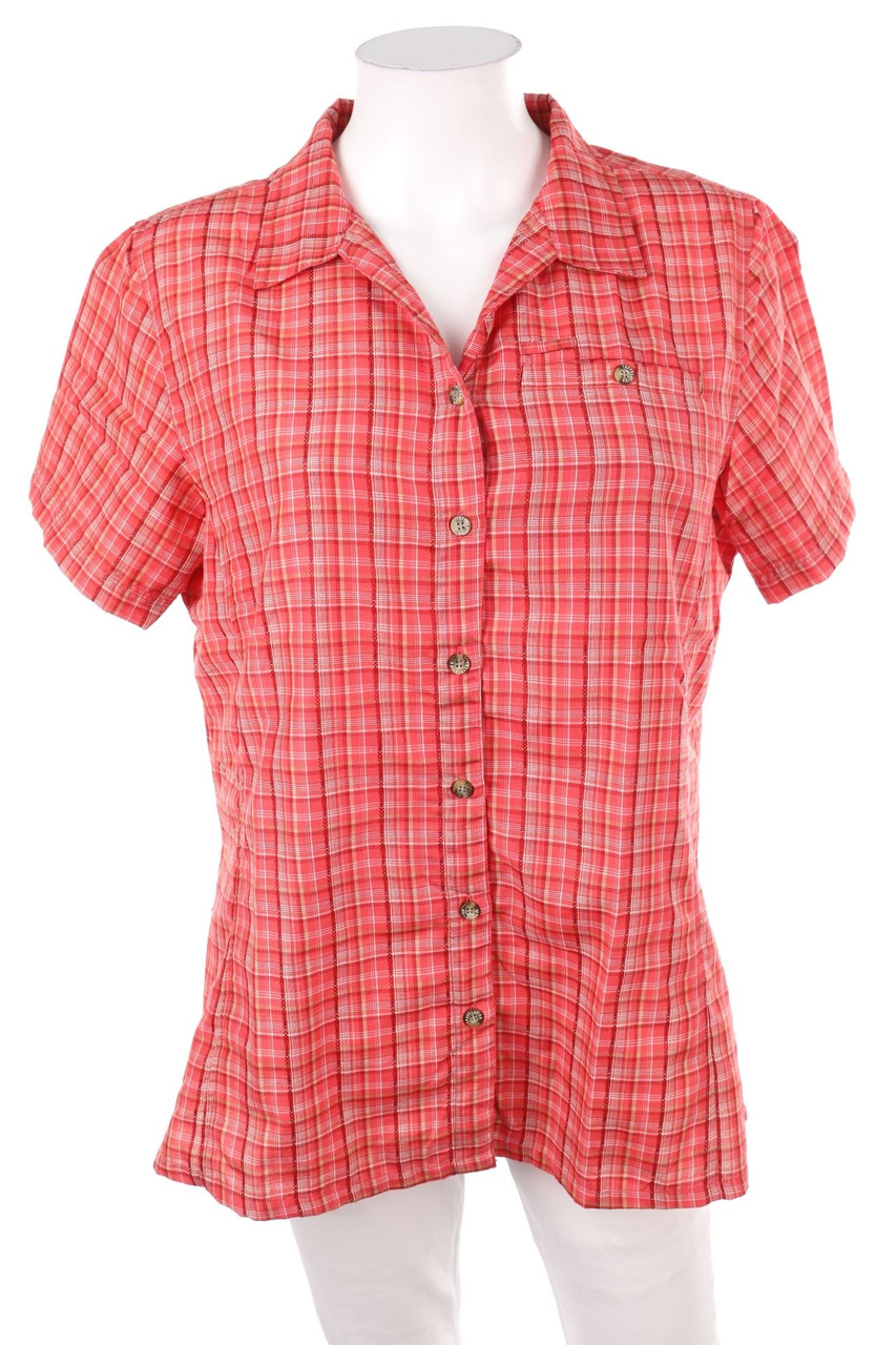 TREVOLUTION - Karo-Hemd-Bluse mit kurzem Ärmel - M