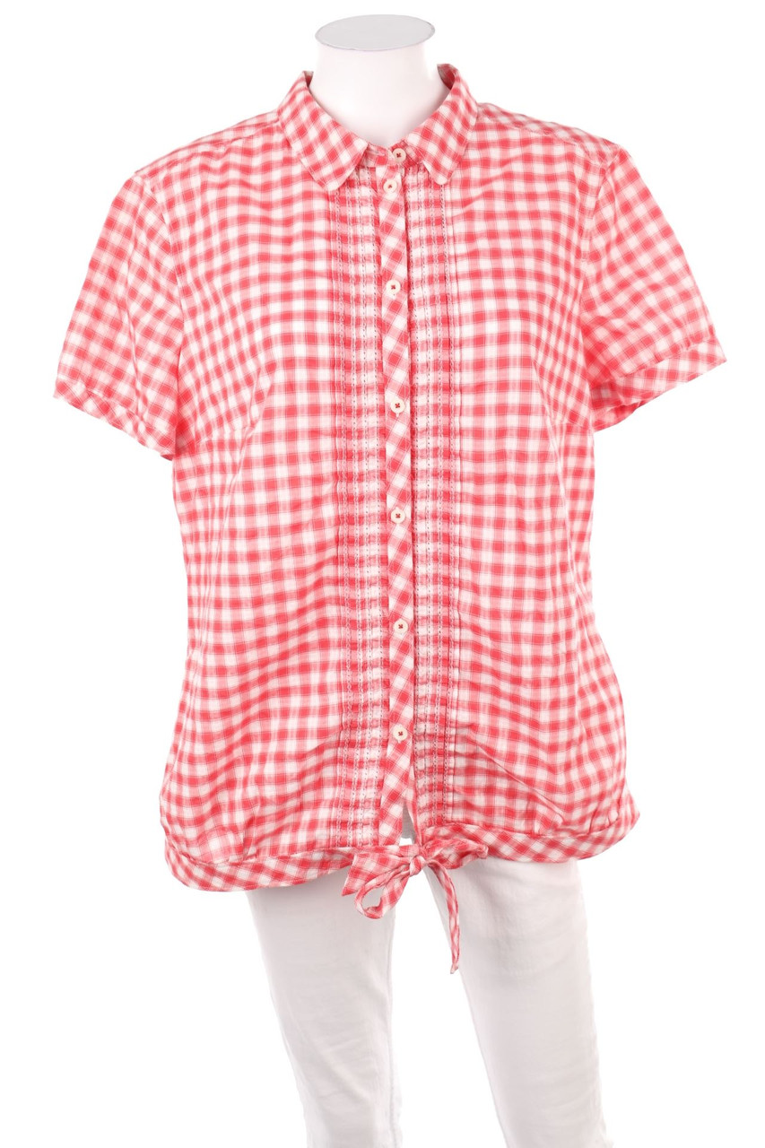 ESPRIT - Karo-Hemd-Bluse mit kurzem Ärmel zum Knoten - 2XL