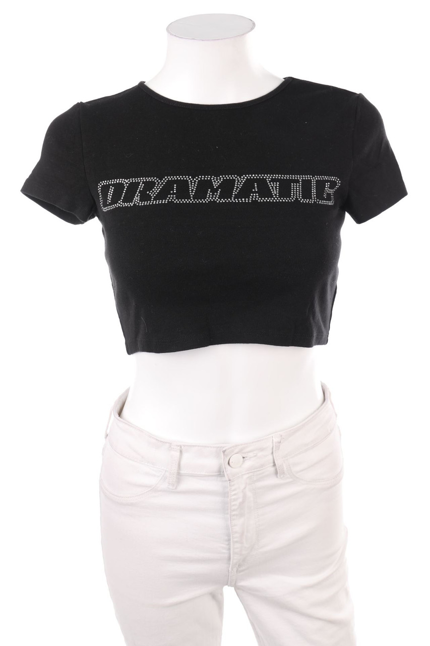 H&M - Cropped-Shirt mit Glitzer - S