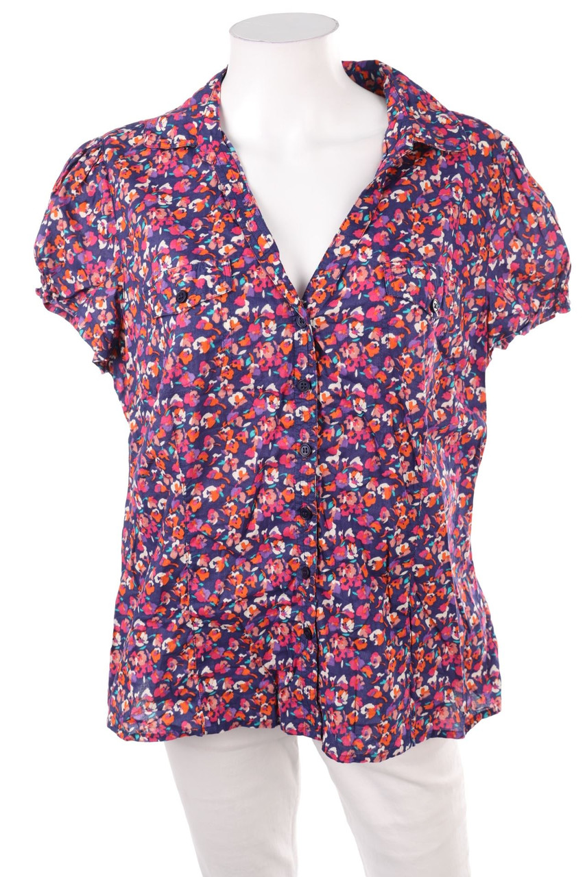 F&F - Baumwoll-Kurzarm-Bluse mit Blumen-Print - 3XL