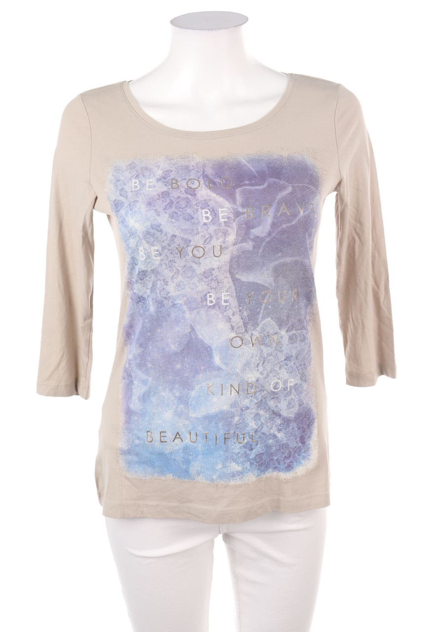 TOM TAILOR - Baumwoll-3/4-Arm-Shirt mit Print - XS