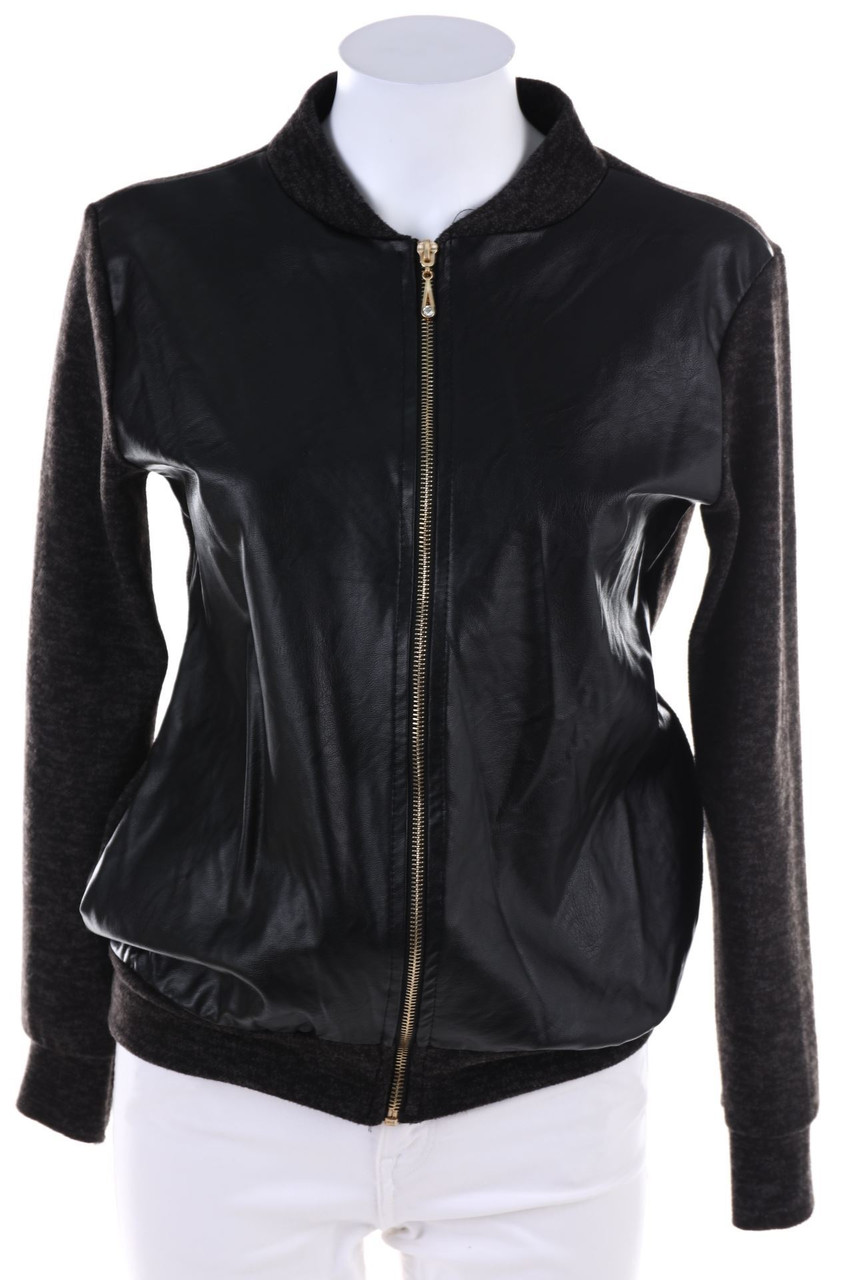 Ohne Label - Blouson-Jacke mit Kunstleder-Details - M