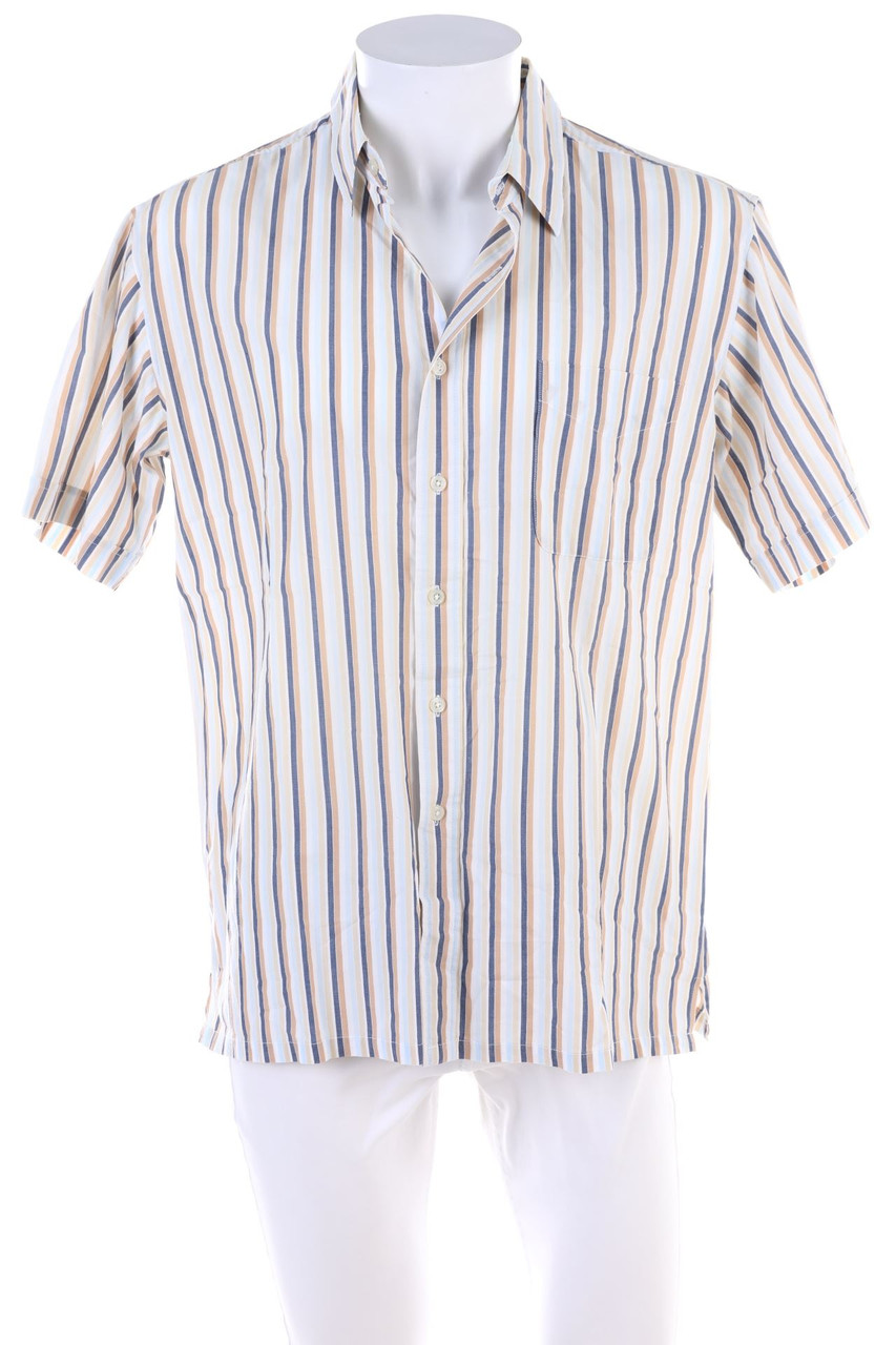 SECONDHAND - Baumwoll-gestreiftes Kurzarm-Hemd - M