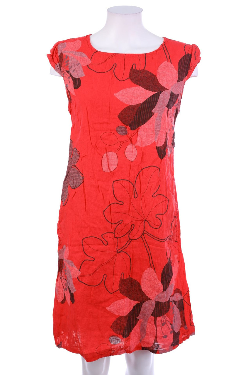 SECONDHAND - Leinenkleid mit Blumen-Print - L