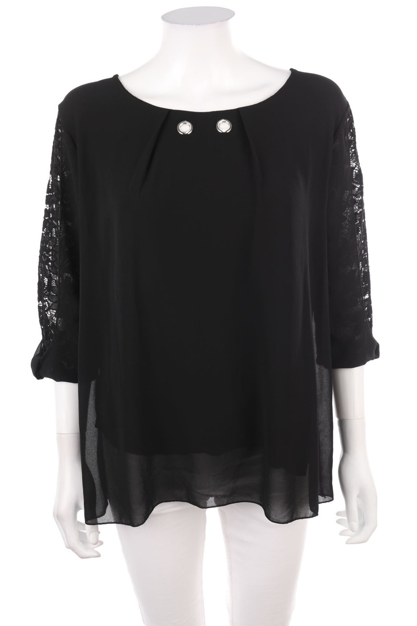 TODAY - Hemd-Bluse mit 3/4-Ärmel mit Spitzen-Einsatz - XL