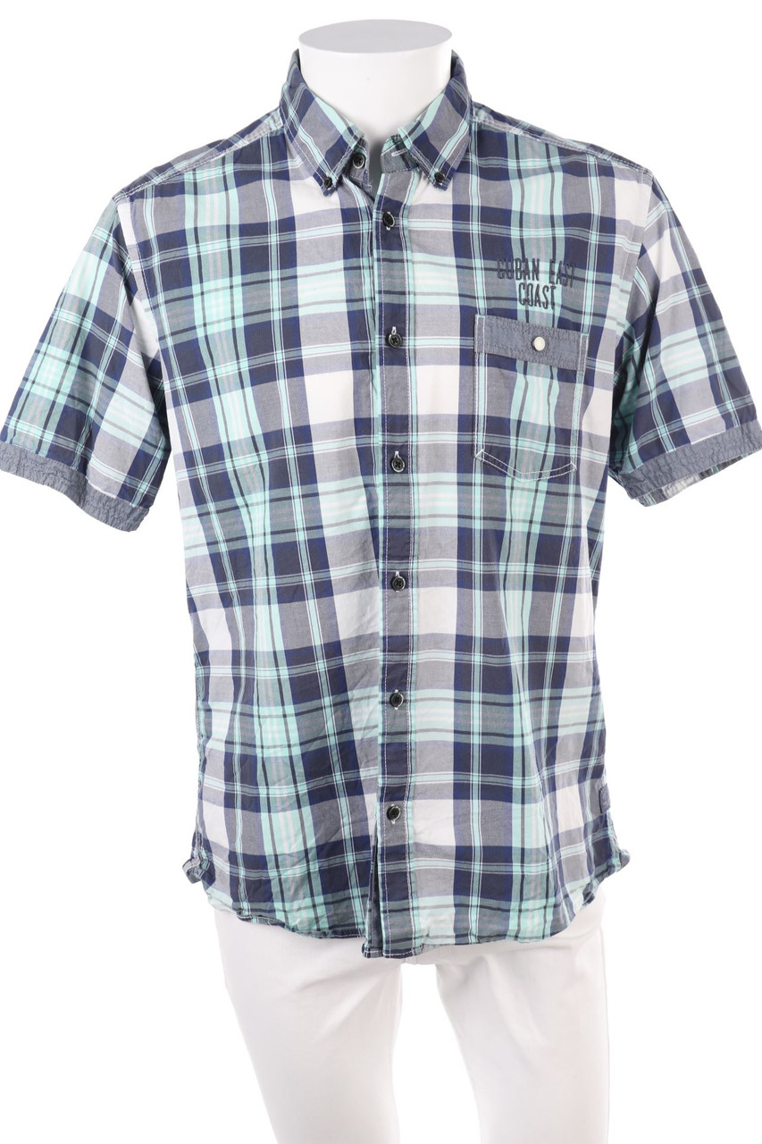 Charles Vögele - Baumwoll-Kurzarm-Hemd mit Karo-Muster - L