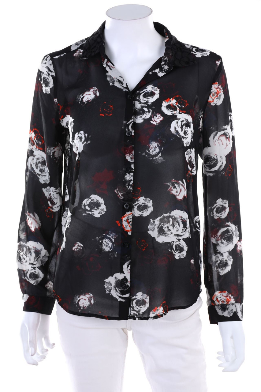 QS by s.Oliver - Print-Hemd-Bluse mit Spitze - D 34