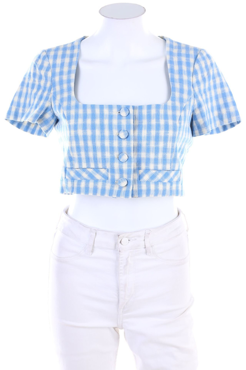 ZARA - Cropped-Karo-Kurzarm-Bluse - S