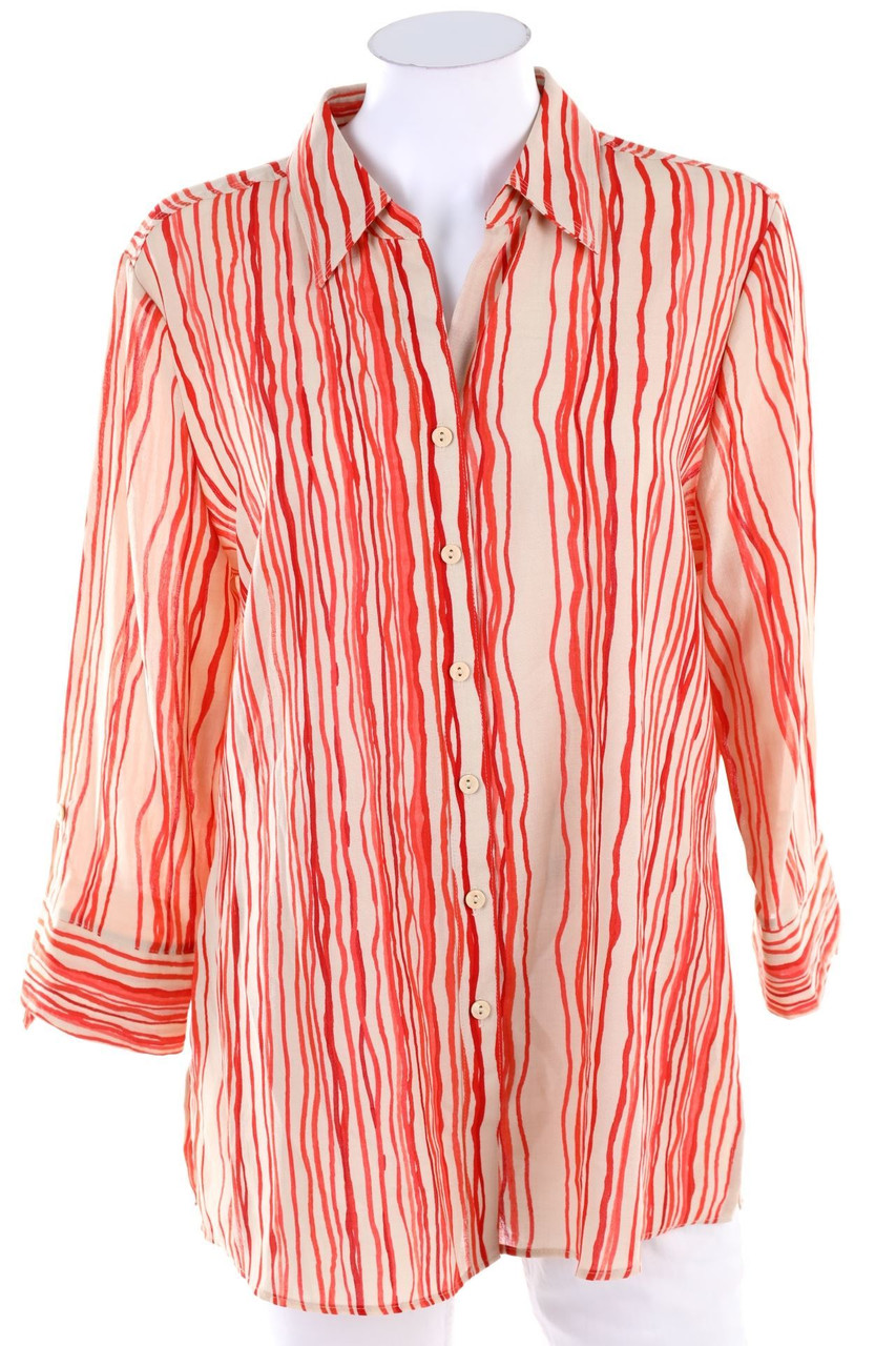 MARKS & SPENCER - Streifen-Hemd-Bluse mit 3/4-Ärmel - D 42