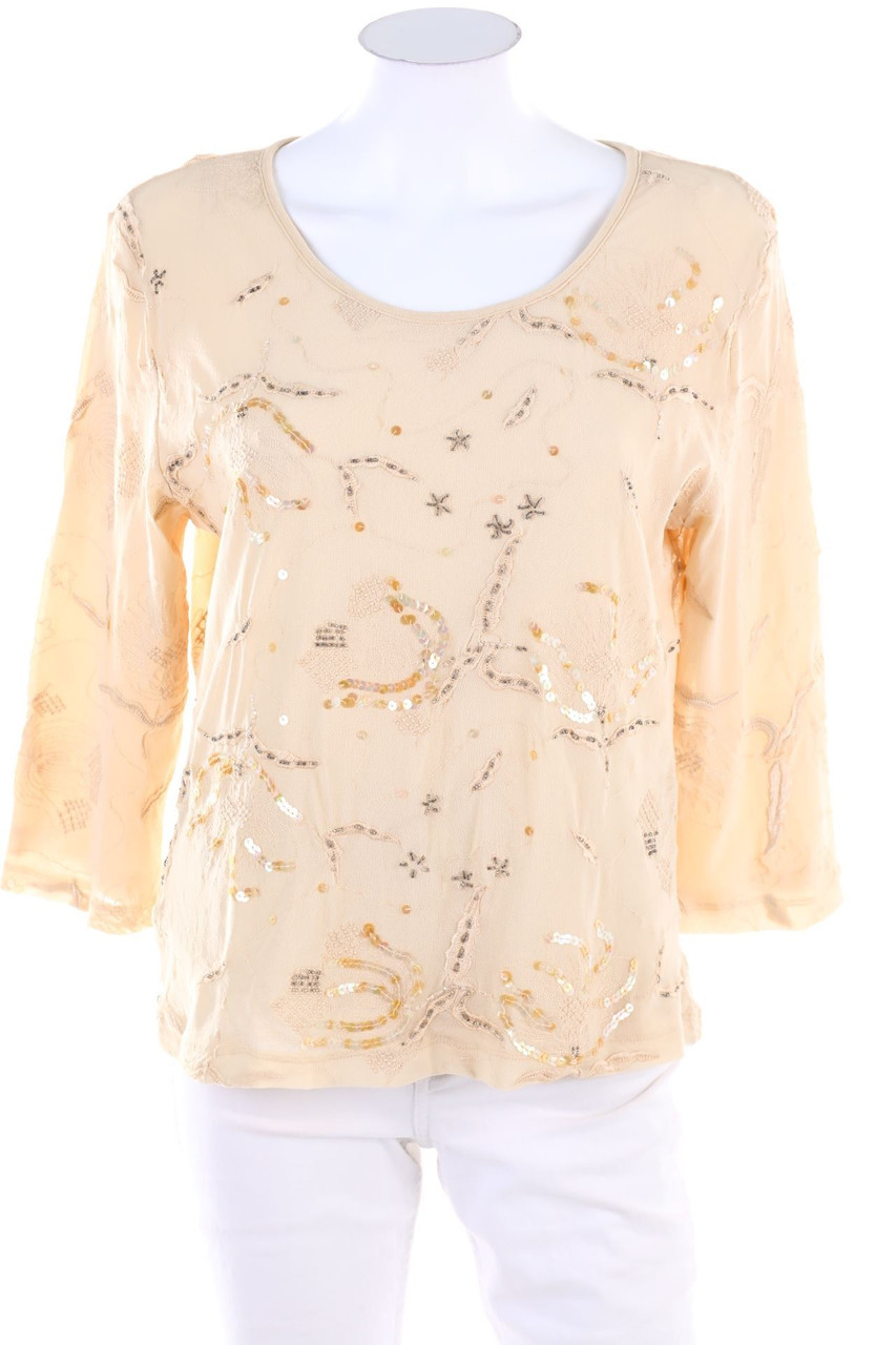 Ohne Label - 3/4-Arm-Shirt mit Stickereien - D 44