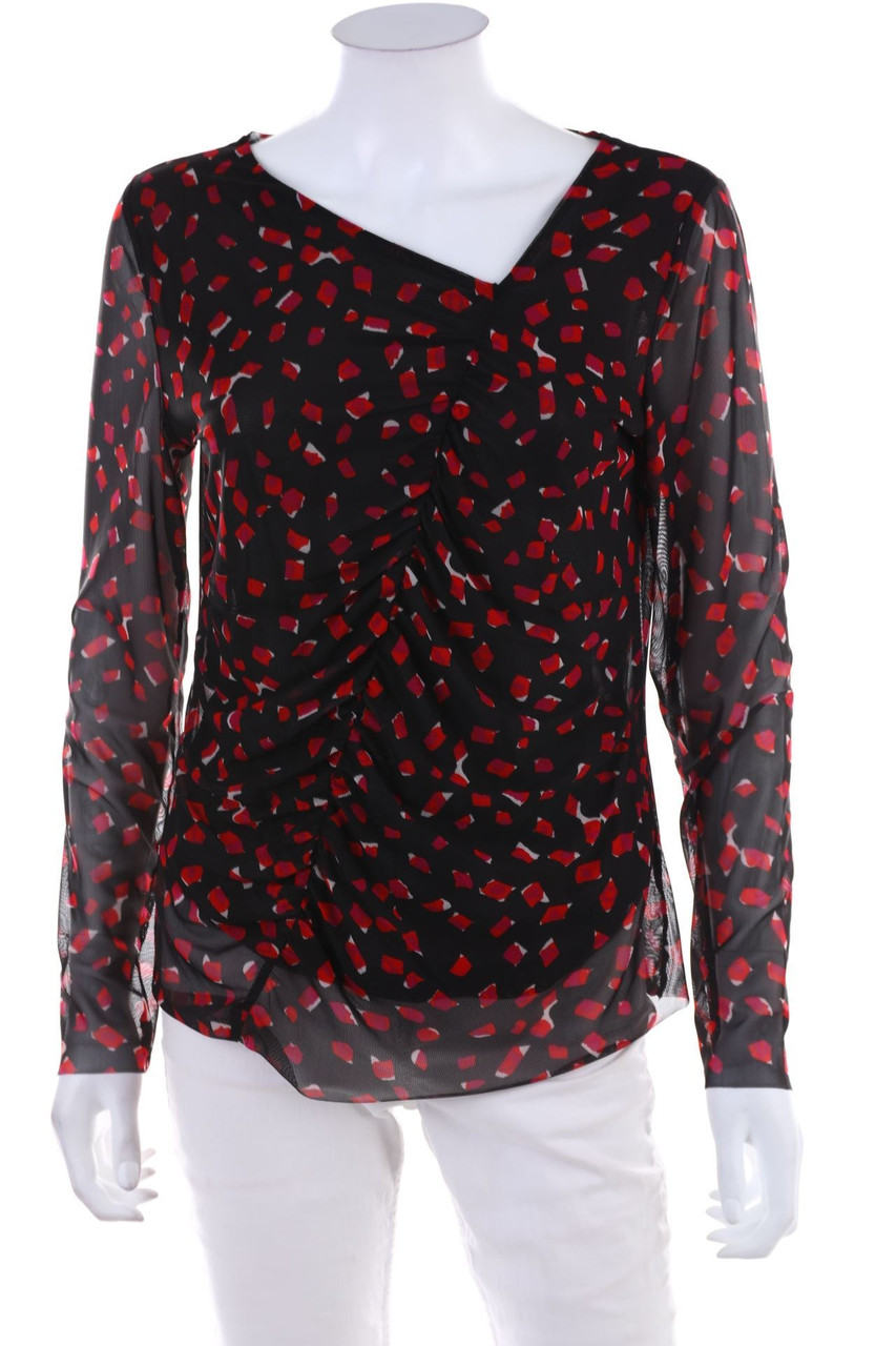 Ohne Label - Mesh-Longsleeve-Shirt mit Raffungen - M