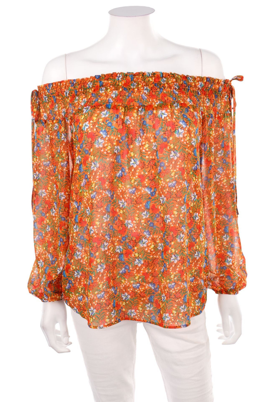 papaya - Carmen-Bluse mit floralem Muster - D 40