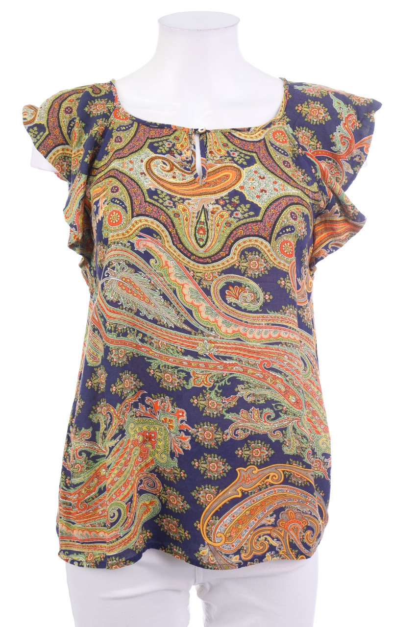 ESPRIT - Kurzarm-Bluse mit floralem Muster - XS