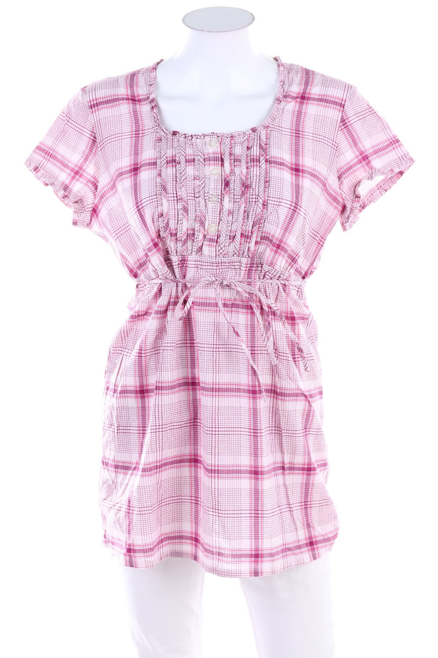 ESPRIT - Kurzarm-Bluse mit Karo-Muster - L