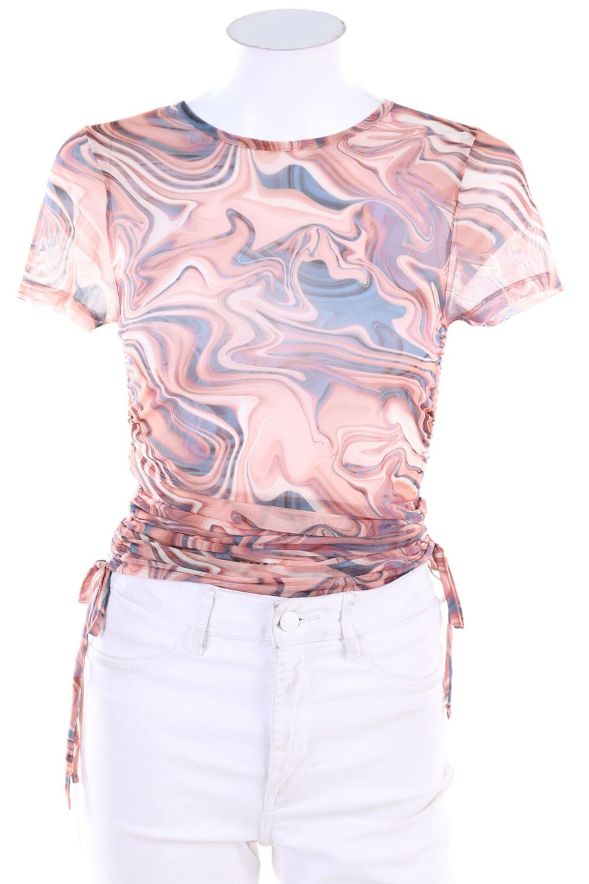 NEW LOOK - Print-Kurzarm-Shirt mit Raffungen - D 36