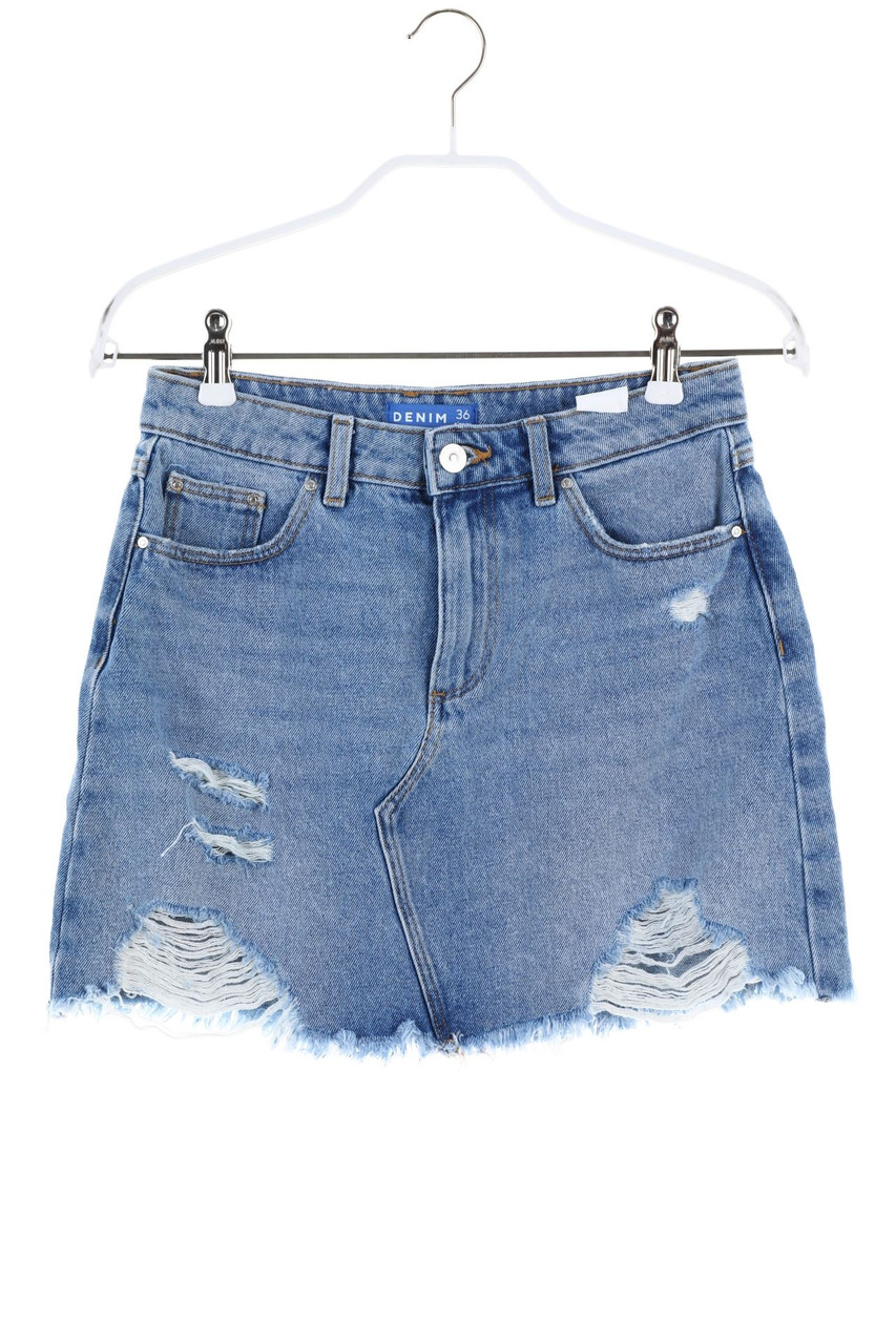 SECONDHAND - Destroyed-Mini-Jeansrock - S