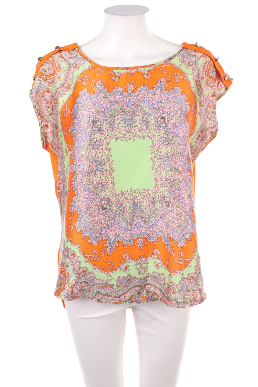 SECONDHAND - Kurzarm-Bluse mit Seide - XL