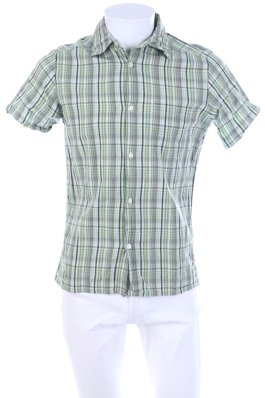 H&M - Baumwoll-Kurzarm-Hemd mit Karo-Muster - M