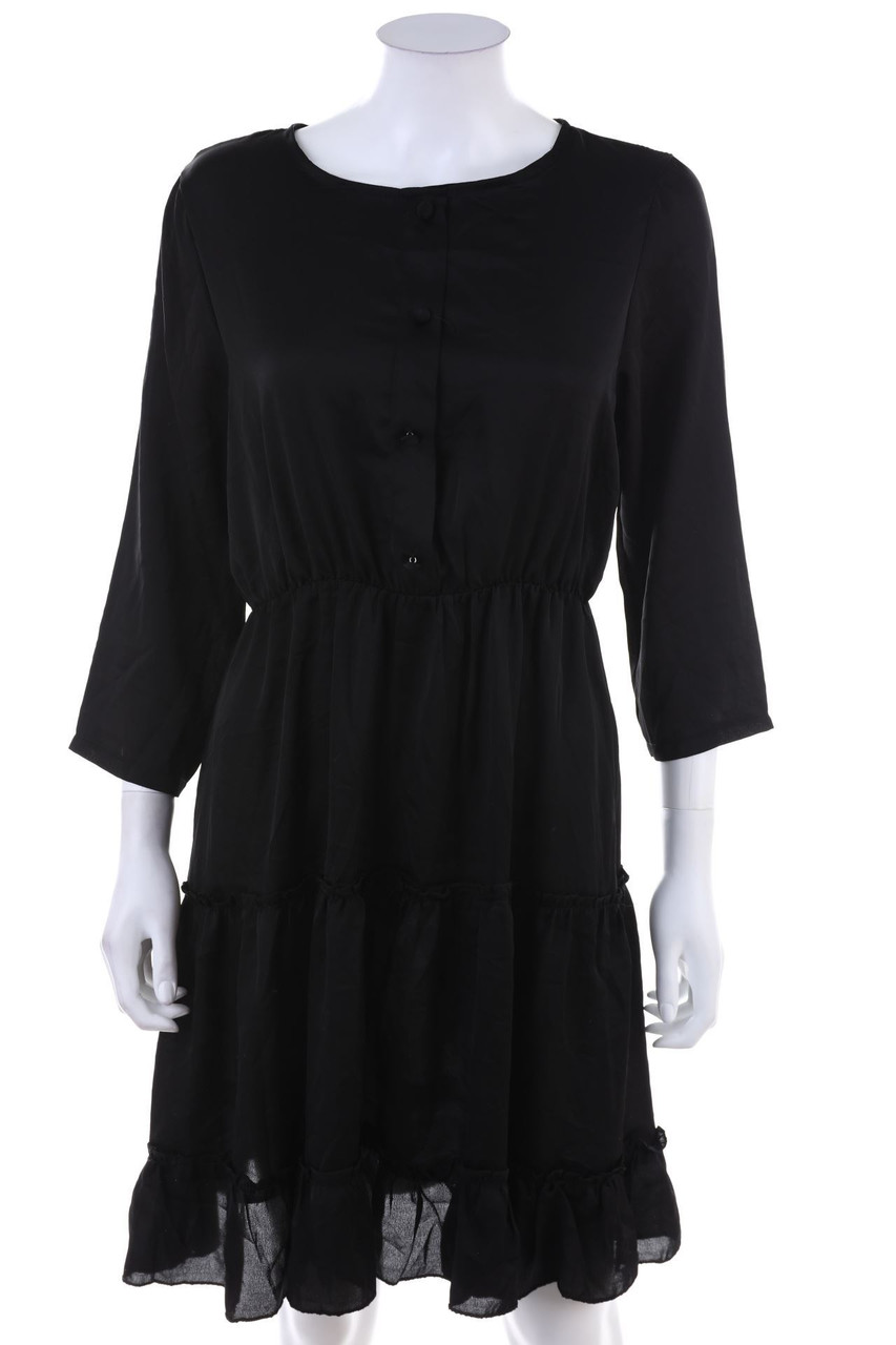 Ohne Label - Satin-Kleid mit Volants - L