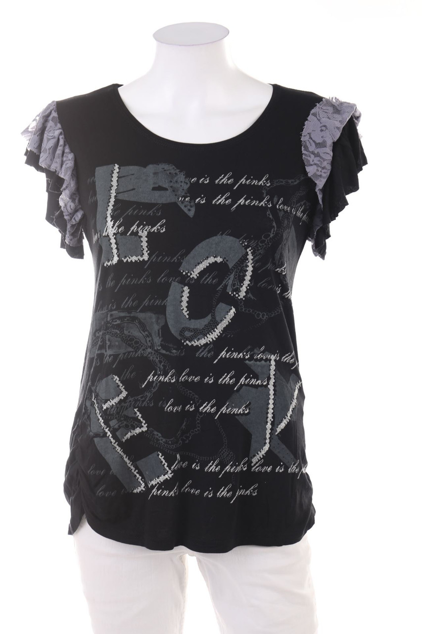 SECONDHAND - Kurzarm-Shirt mit Spitze - XL