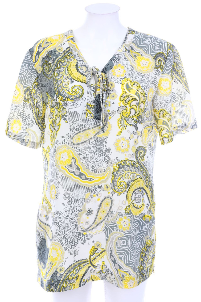 Ohne Label - Kurzarm-Bluse mit Paisley-Print - D 42
