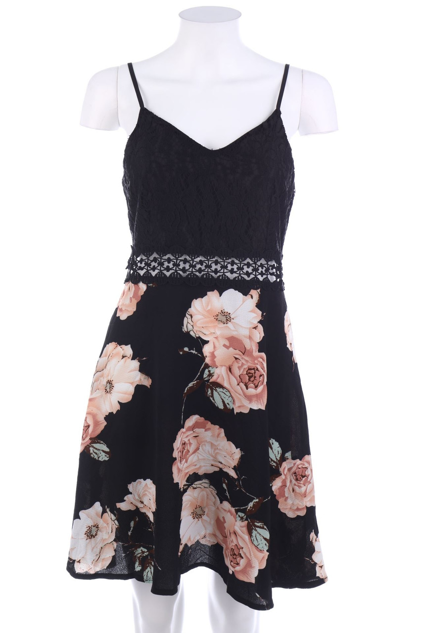 SHEIN - Kleid mit Spitzen-Einsatz mit Blumen-Print - M