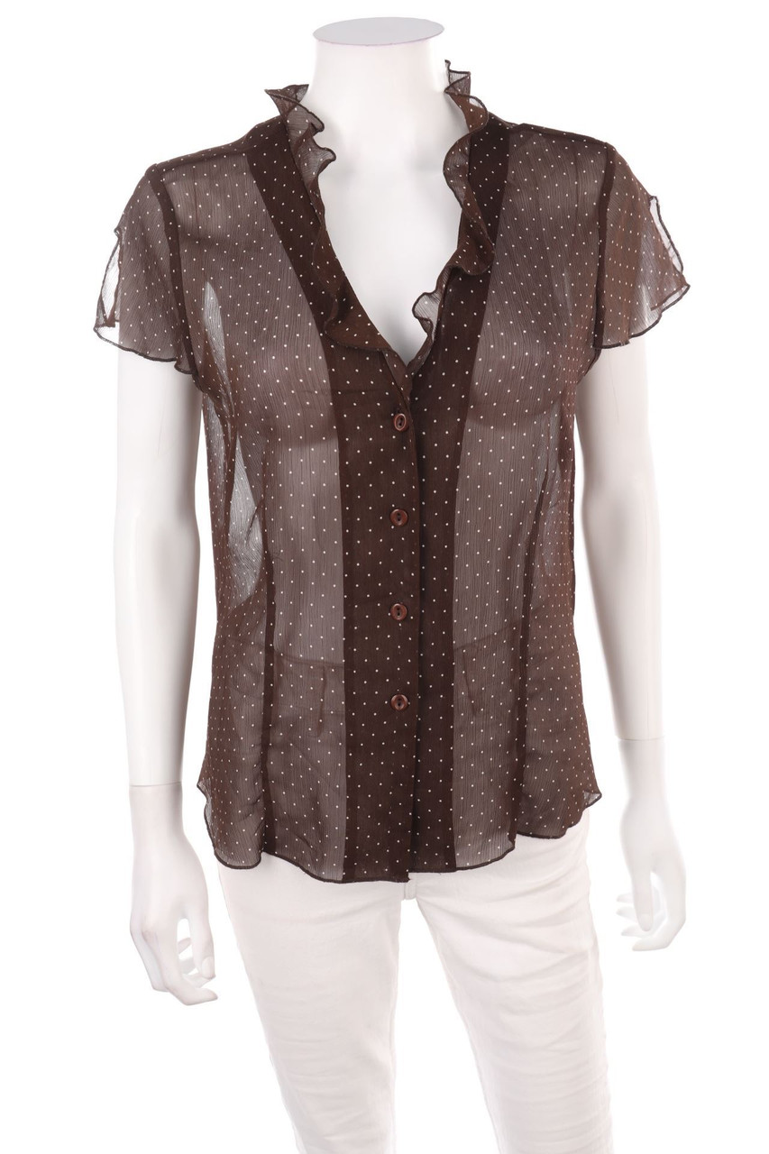 Ohne Label - Kurzarm-Bluse mit Pünktchen - D 42