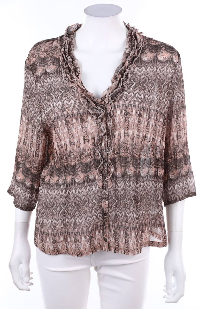 GERRY WEBER - Rüschen-Print-Bluse mit 3/4-Ärmel - D 44