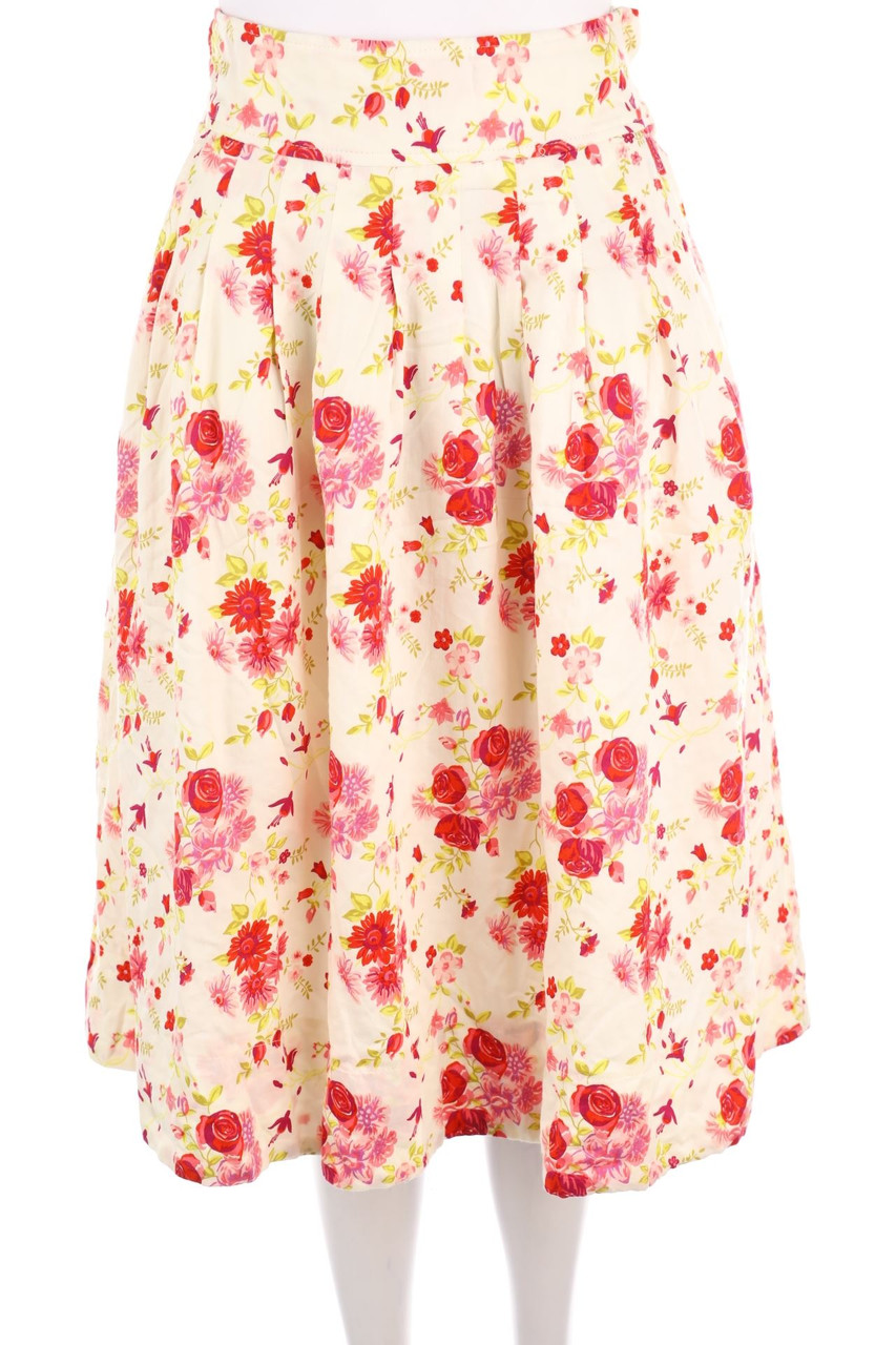 H&M - Baumwoll-Midirock mit Blumen-Print - XS
