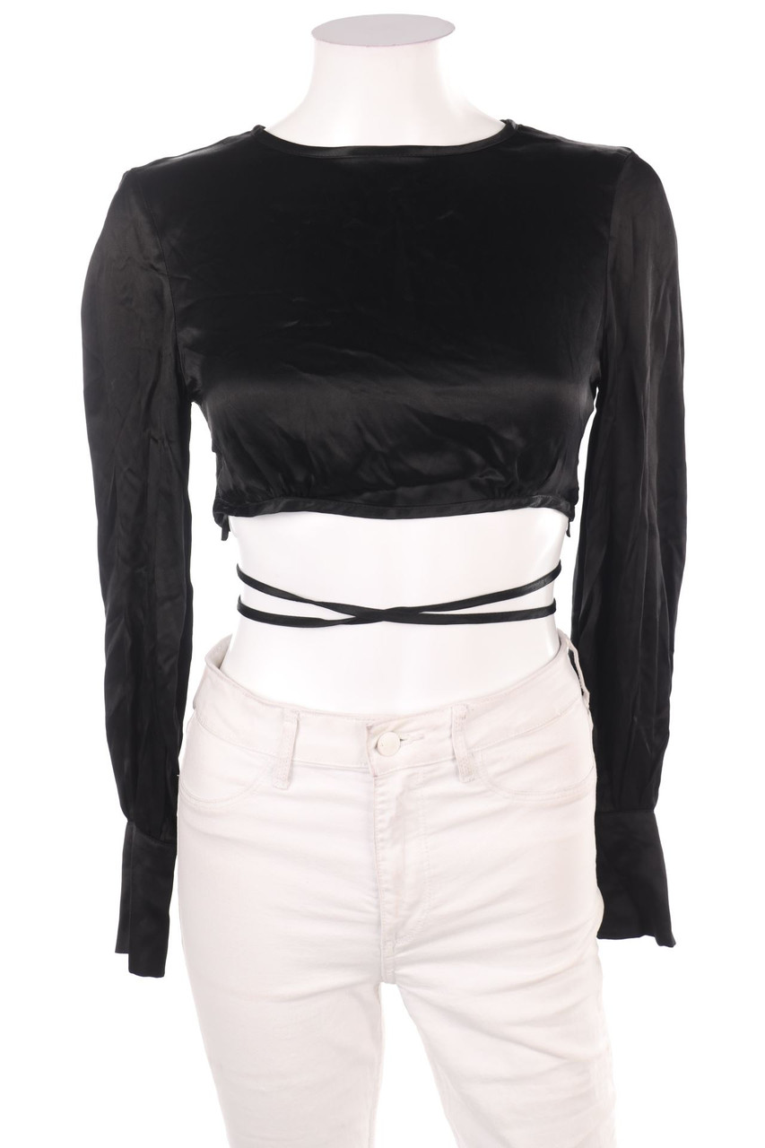 Bershka - Cropped-Longsleeve-Shirt aus Viskose - XS
