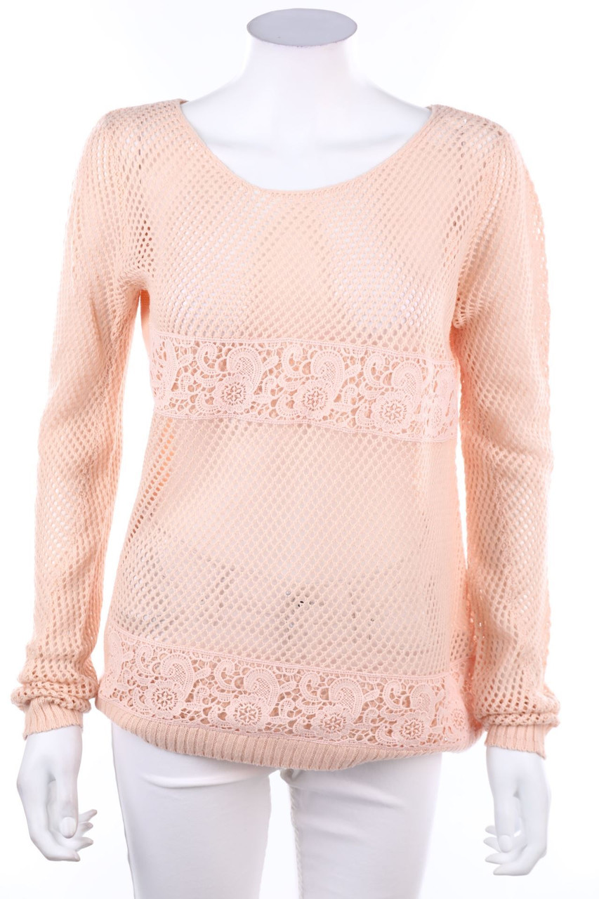 TAKKO - Strick-Pullover aus Lochstrick mit Spitze - D 40