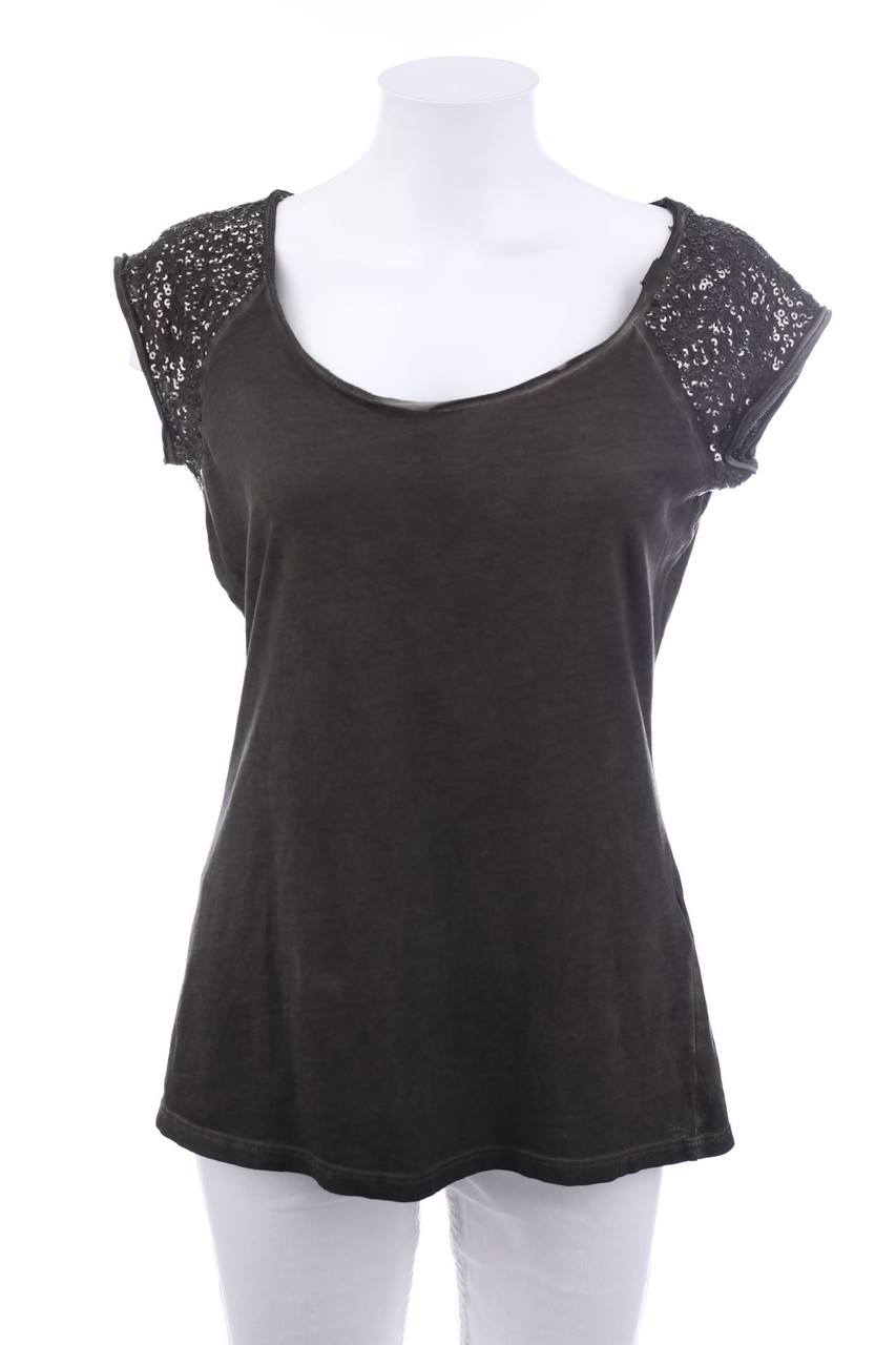 Charles Vögele - Kurzarm-Shirt mit Pailletten - S