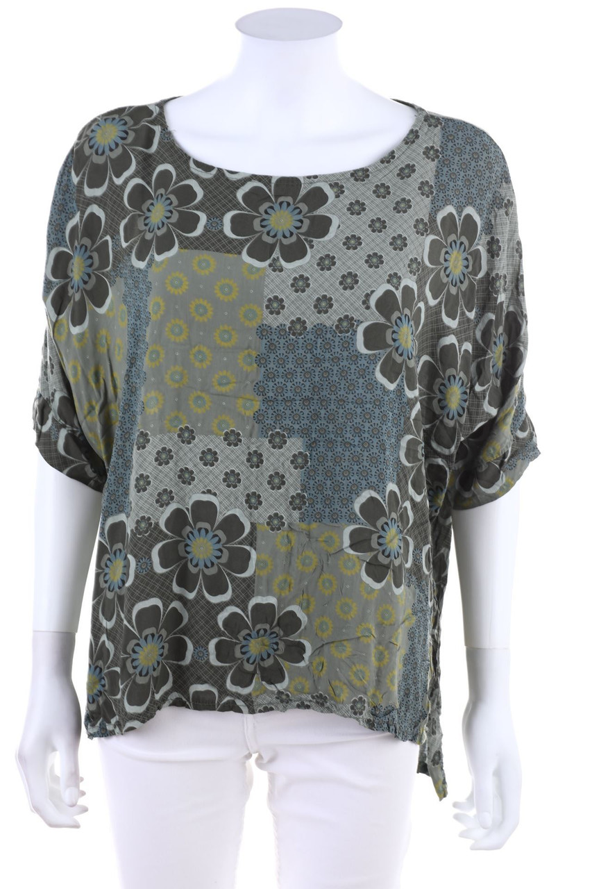 SARAH - Kurzarm-Bluse mit Blumen-Print - D 50