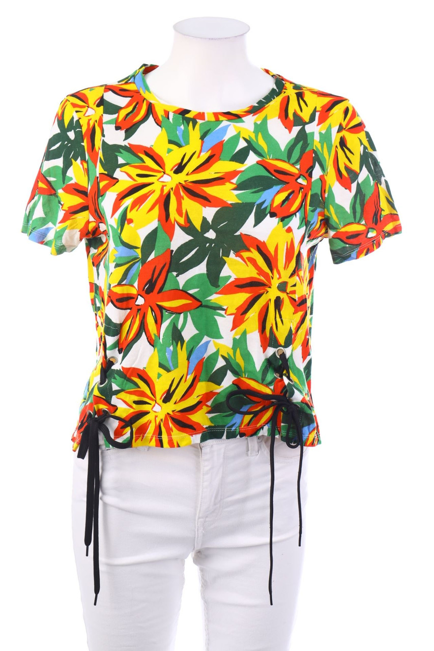 ZARA - Kurzarm-Shirt mit Blumen-Print - M