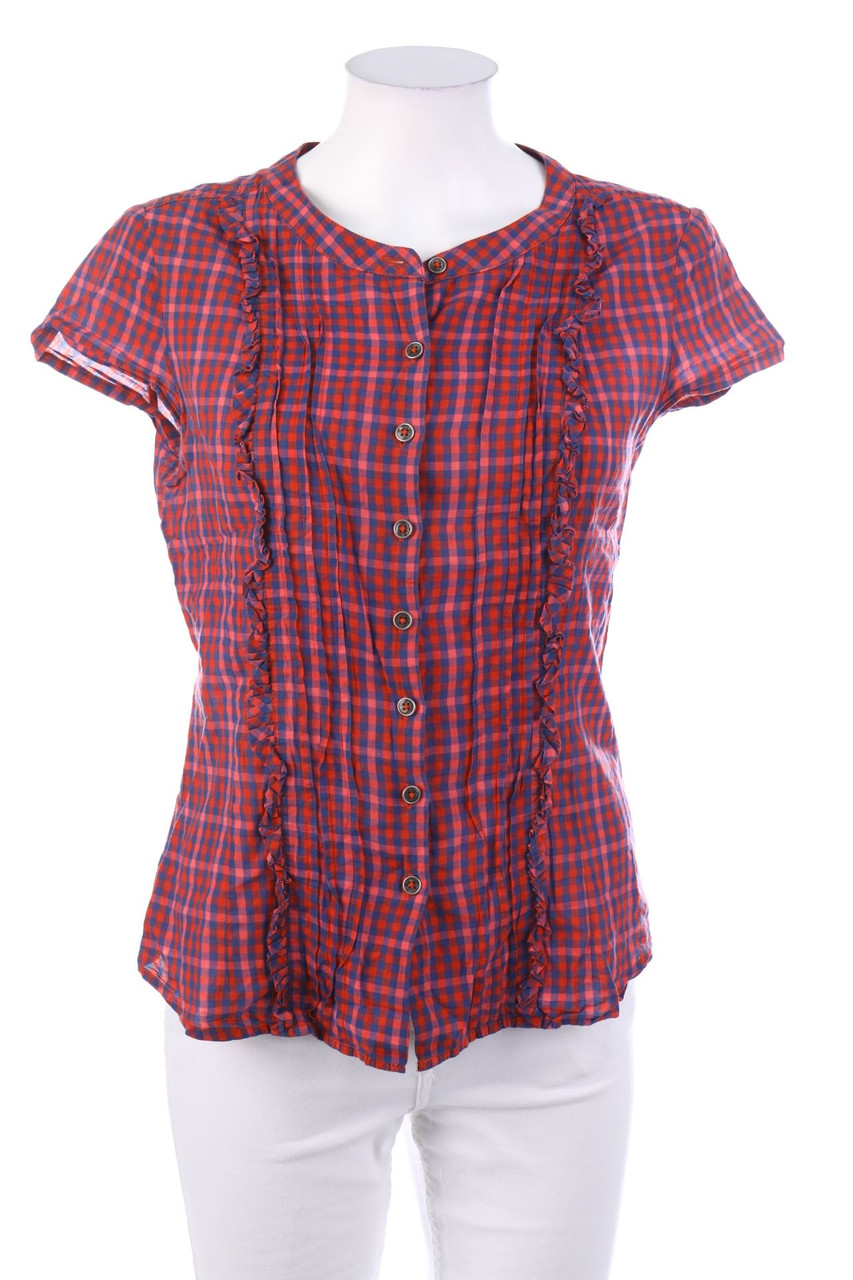 MANGO - Karo-Kurzarm-Bluse - L