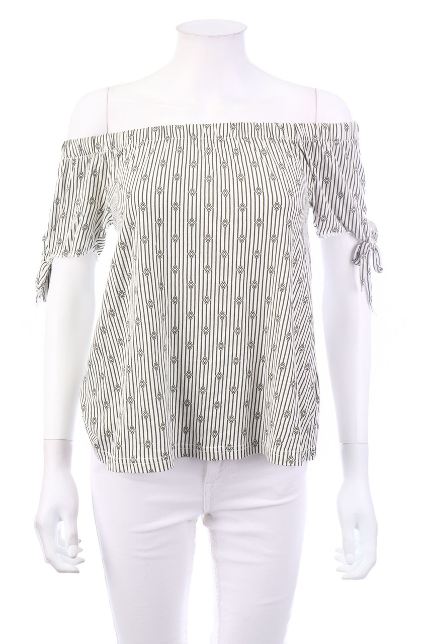 BLIND DATE - Carmen-Kurzarm-Shirt mit Streifen - S