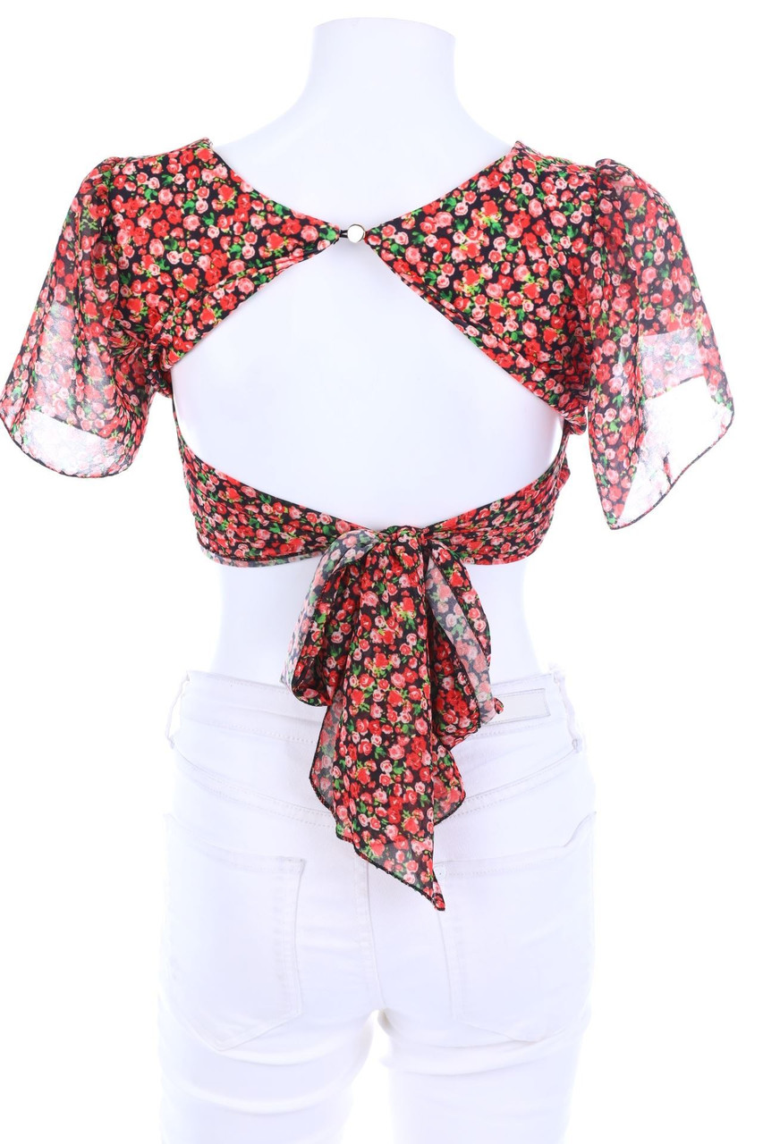 Ohne Label - Kurzarm-Bluse mit Blumen-Print - D 32