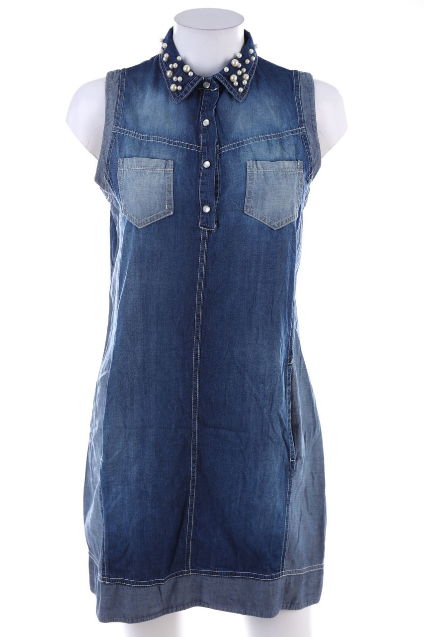 eco - Denim-Kleid mit Perlen - S