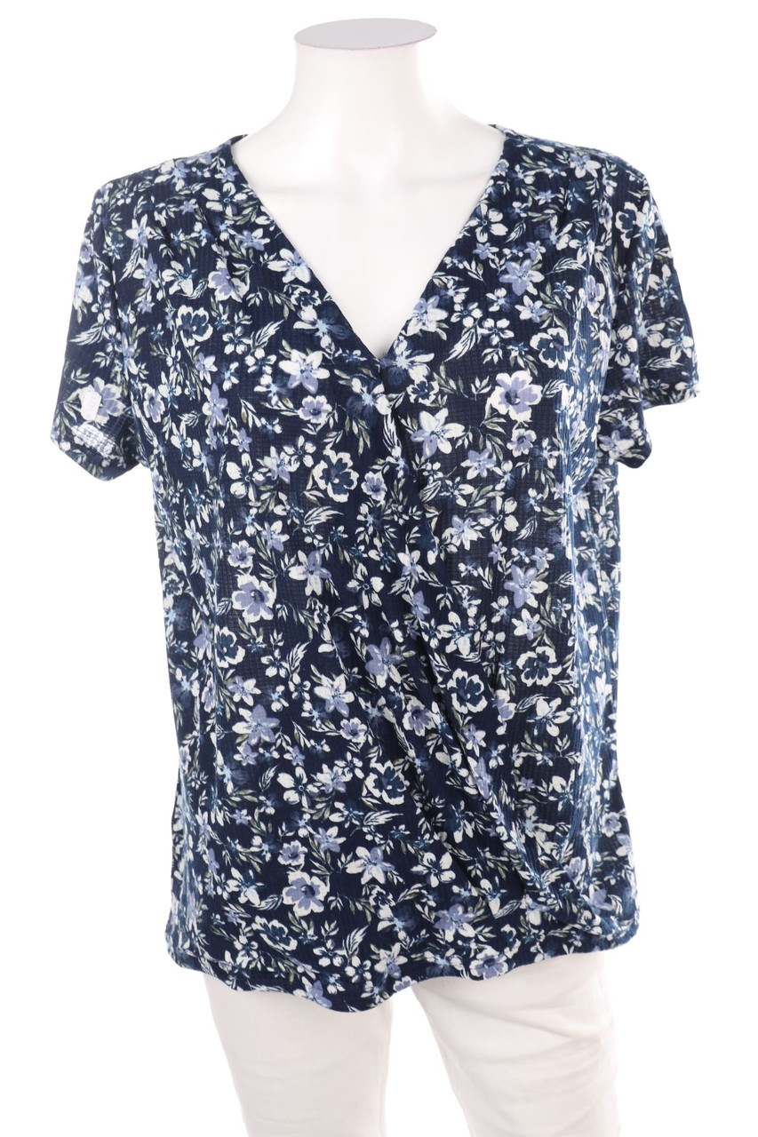 Janina - Kurzarm-Bluse mit Blumen-Print - XL